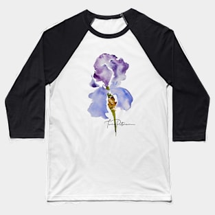 Blue Purple Iris Watercolor Baseball T-Shirt